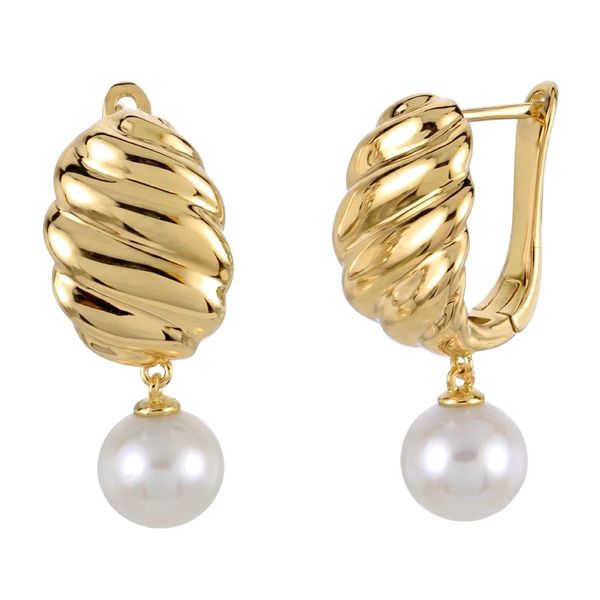 Sterling Silver 18K Yellow Gold Plated Freshwater Pearl Earrings Bradley's Jewelers Jacksonville, NC