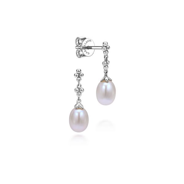 Gabriel & Co. Sterling Silver Linear Pearl 0.75Ctw Drop Earrings Bradley's Jewelers Jacksonville, NC