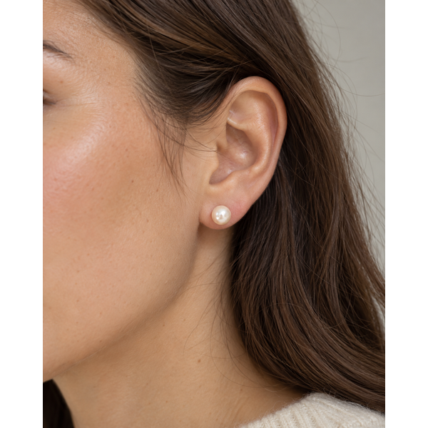Sterling Silver 7mm Pearl Stud Earrings Image 2 Bradley's Jewelers Jacksonville, NC