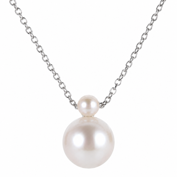 Imperial 14K White Gold Double Freshwater Pearl Drop Pendant Bradley's Jewelers Jacksonville, NC