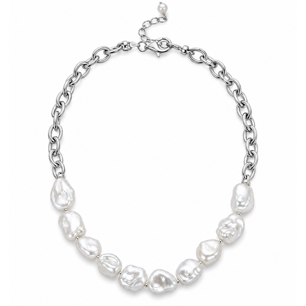 Sterling Silver Keshi Pearl Strand Necklace 18 Inch Bradley's Jewelers Jacksonville, NC