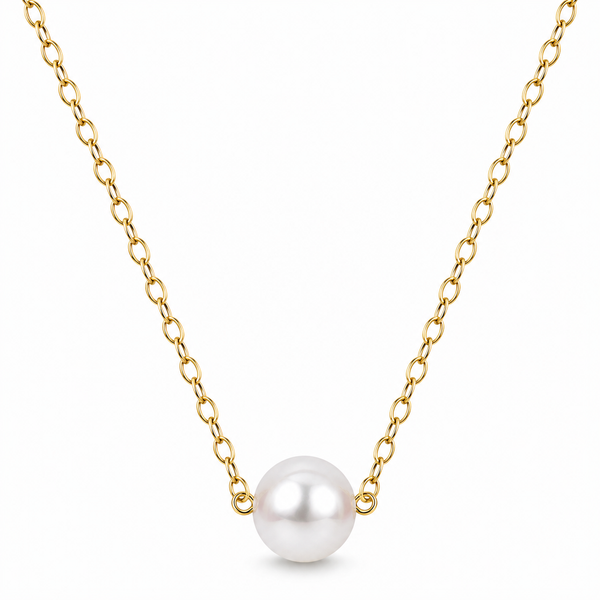 14K Yellow Gold Single Pearl Necklace 15 Inch Bradley's Jewelers Jacksonville, NC