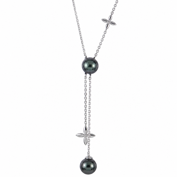 Imperial Sterling Silver Tahitian Pearl & Diamond Necklace 18 Inch Bradley's Jewelers Jacksonville, NC