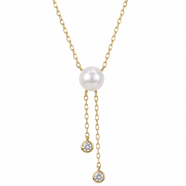 Imperial 14K Yellow Gold Akoya Pearl & Lab Diamond Necklace Bradley's Jewelers Jacksonville, NC