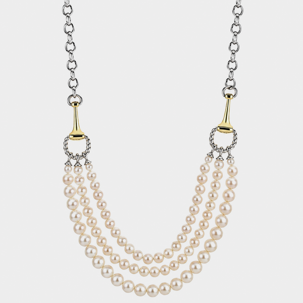 Imperial Sterling Silver & 18K Two Tone Freshwater Pearl Necklace Bradley's Jewelers Jacksonville, NC