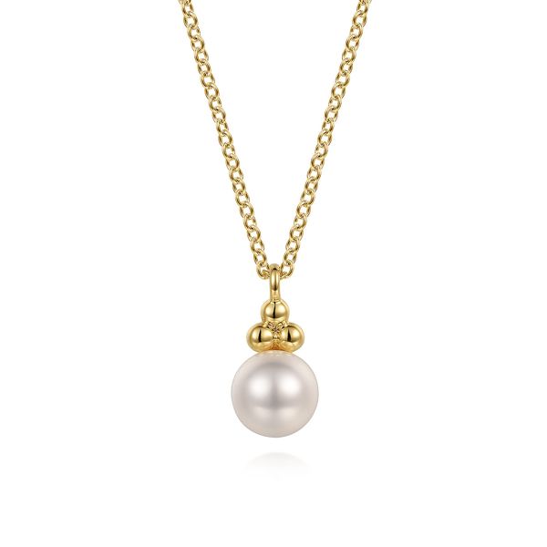 Gabriel & Co 14K Yellow Gold Pearl Bujukan Drop Pendant Necklace – Bujukan Collection Bradley's Jewelers Jacksonville, NC