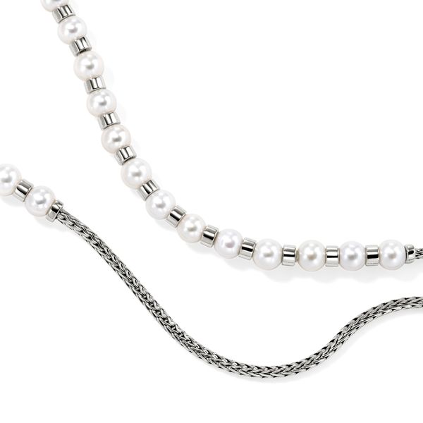 John Hardy Essentials Silver Pearl Mini Chain Necklace | Freshwater Pearl Image 3 Bradley's Jewelers Jacksonville, NC