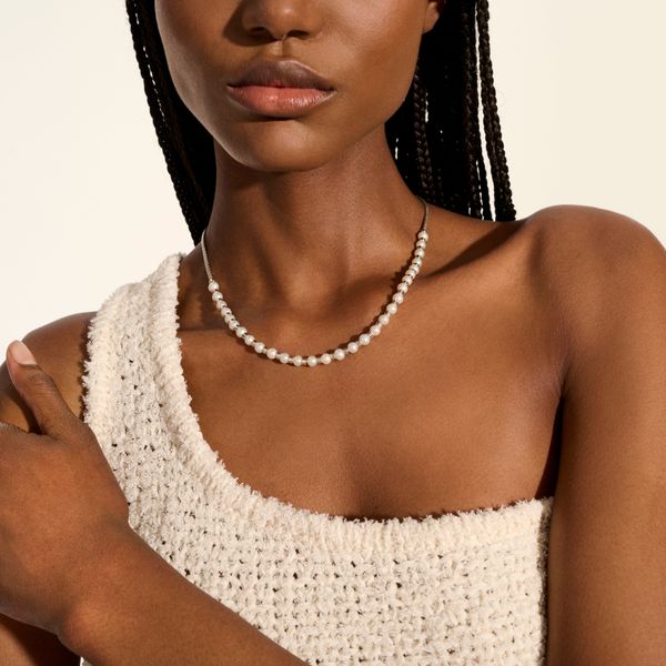 John Hardy Essentials Silver Pearl Mini Chain Necklace | Freshwater Pearl Image 5 Bradley's Jewelers Jacksonville, NC