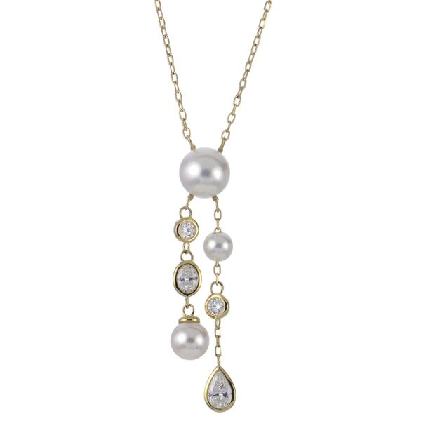 14K Yellow Gold Akoya Pearl Necklace with 0.475 CTW Lab-Grown Diamonds Bradley's Jewelers Jacksonville, NC