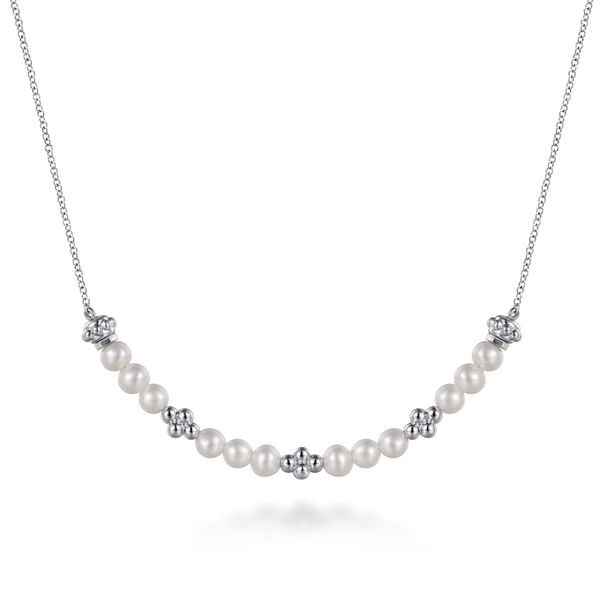 Gabriel & Co. Sterling Silver Bujukan Pearl Station Necklace Bradley's Jewelers Jacksonville, NC