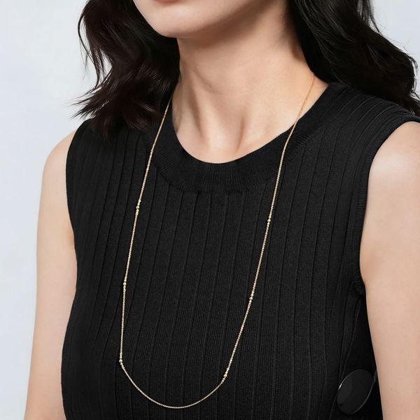 Gabriel & Co. 14K Yellow Gold Graduating Bujukan Bead Station Necklace Image 3 Bradley's Jewelers Jacksonville, NC