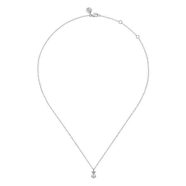 Gabriel & Co. Bujukan Sterling Silver Pearl & 0.02 CTW Diamond Pendant Necklace Image 2 Bradley's Jewelers Jacksonville, NC