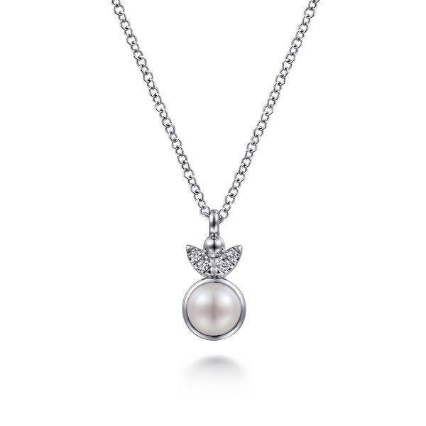 Gabriel & Co. Bujukan Sterling Silver Pearl & 0.02 CTW Diamond Pendant Necklace Bradley's Jewelers Jacksonville, NC