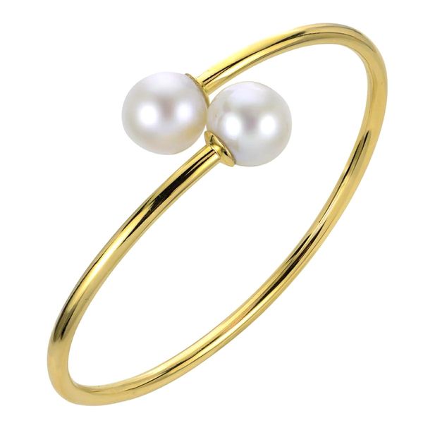 Imperial Sterling Silver Yellow-Tone 11–12mm Freshwater Cultured Pearl Bypass Bangle Bradley's Jewelers Jacksonville, NC