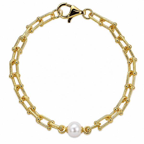 Sterling Silver 18K Yellow Gold Finish 7–7.5mm Freshwater Cultured Pearl Bracelet Bradley's Jewelers Jacksonville, NC