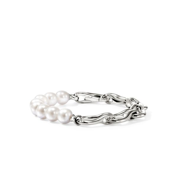 John Hardy Surf Silver Link Pearl Bracelet Size UM Image 2 Bradley's Jewelers Jacksonville, NC