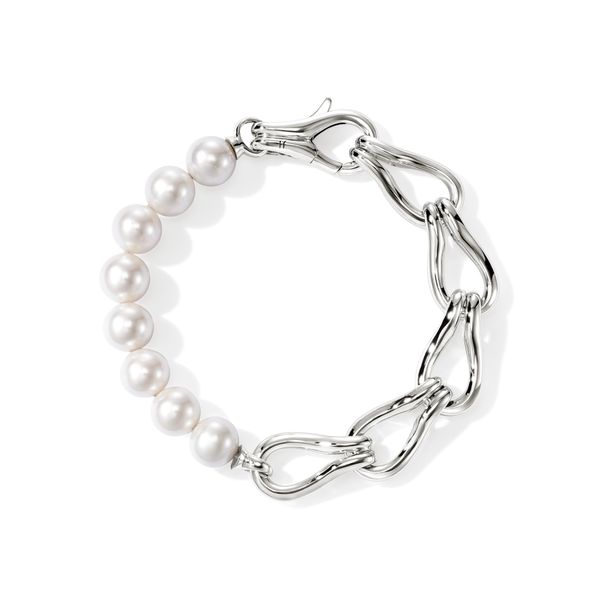 John Hardy Surf Silver Link Pearl Bracelet Size UM Image 4 Bradley's Jewelers Jacksonville, NC