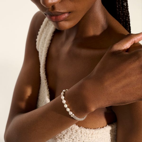 John Hardy Essentials Silver Pearl Chain Bracelet Size UM Image 4 Bradley's Jewelers Jacksonville, NC