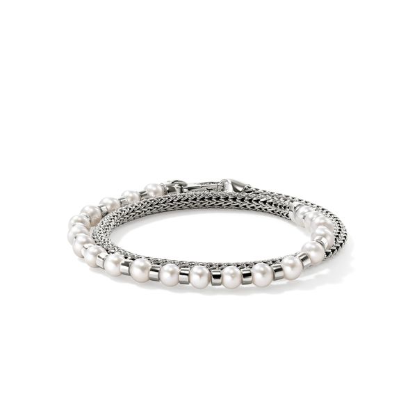 John Hardy Essentials Silver Pearl Double Wrap Bracelet | Freshwater Pearls Bradley's Jewelers Jacksonville, NC