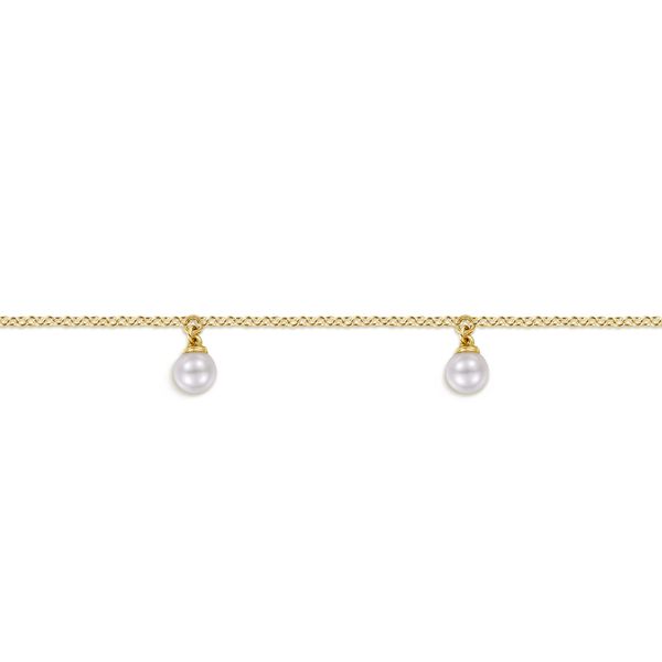 Gabriel & Co. 14K Yellow Gold Freshwater Pearl Droplet Bracelet Image 2 Bradley's Jewelers Jacksonville, NC