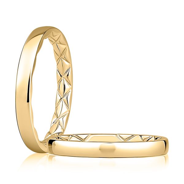 A. Jaffe 14K Yellow Gold 2.5mm Wedding Band | Quilted Interior Comfort Fit Bradley's Jewelers Jacksonville, NC