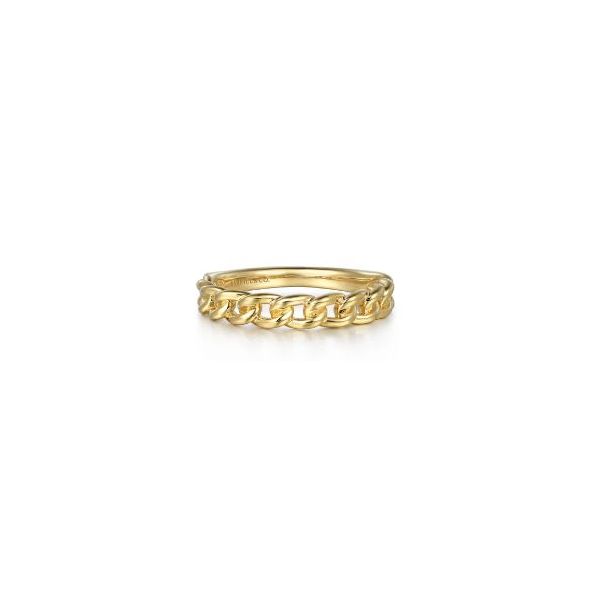 Gabriel & Co 14K Yellow Gold Cuban Link Stackable Ring Bradley's Jewelers Jacksonville, NC