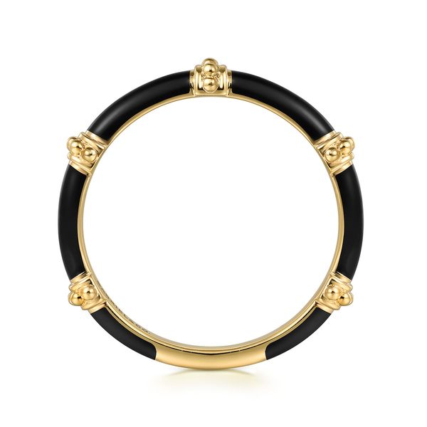 Gabriel & Co 14K Yellow Gold Bujukan Stackable Ring with Black Enamel – Bujukan Collection Image 2 Bradley's Jewelers Jacksonville, NC