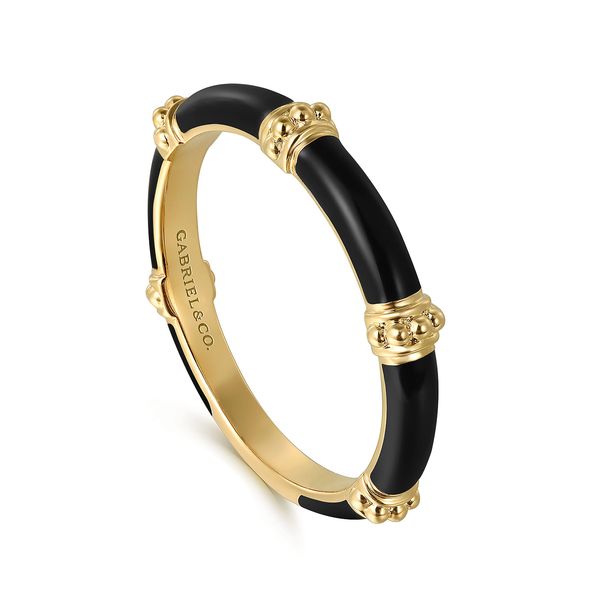 Gabriel & Co 14K Yellow Gold Bujukan Stackable Ring with Black Enamel – Bujukan Collection Image 3 Bradley's Jewelers Jacksonville, NC