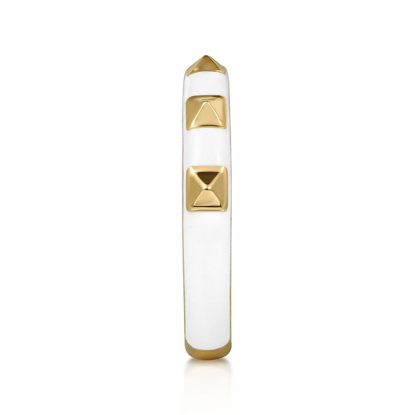 Gabriel & Co 14K Yellow Gold Pyramid Stackable Ring with White Enamel – Contemporary Collection Image 4 Bradley's Jewelers Jacksonville, NC