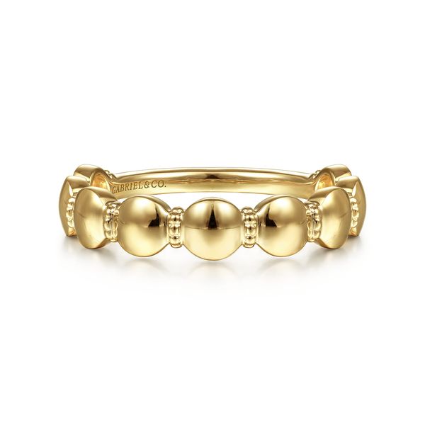 Gabriel & Co 14K Yellow Gold Round Station Stackable Fashion Ring Bradley's Jewelers Jacksonville, NC