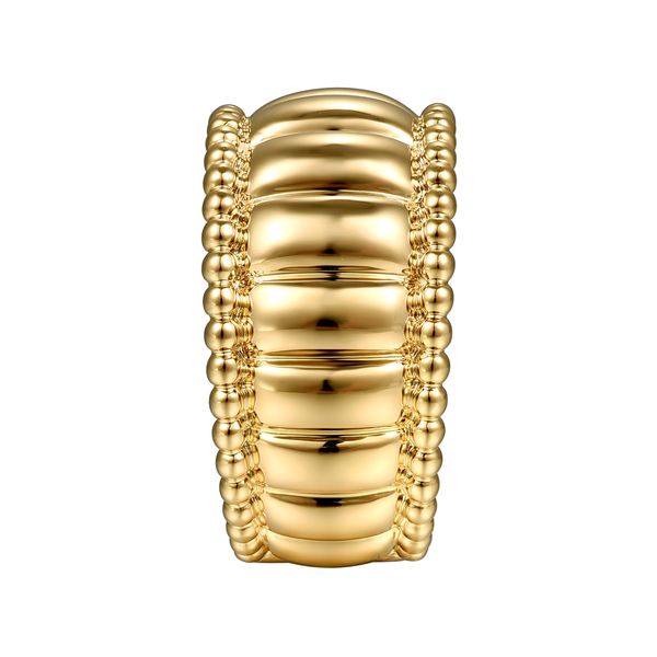 Gabriel & Co 14K Yellow Gold Bujukan Scallop Wide Band Fashion Ring – Bujukan Collection Image 3 Bradley's Jewelers Jacksonville, NC