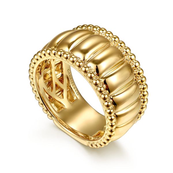 Gabriel & Co 14K Yellow Gold Bujukan Scallop Wide Band Fashion Ring – Bujukan Collection Image 4 Bradley's Jewelers Jacksonville, NC