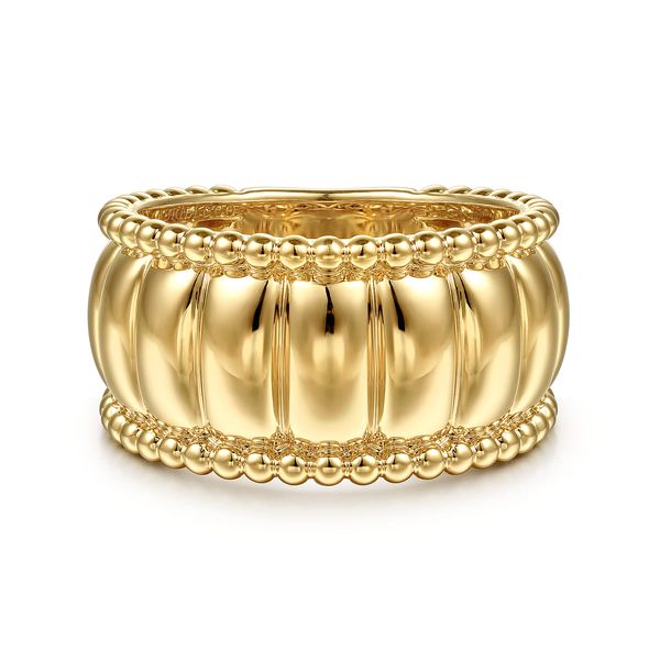 Gabriel & Co 14K Yellow Gold Bujukan Scallop Wide Band Fashion Ring – Bujukan Collection Bradley's Jewelers Jacksonville, NC