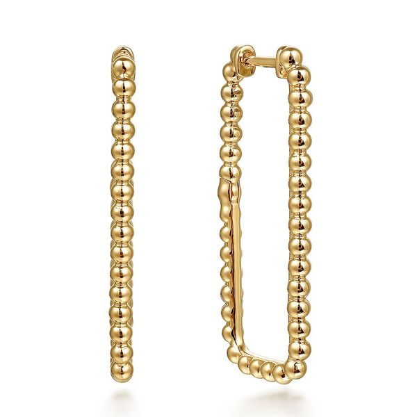 Gabriel & Co 14K Yellow Gold 30mm Bujukan Rectangular Hoop Earrings – Bujukan Collection Bradley's Jewelers Jacksonville, NC