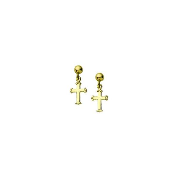14K Yellow Gold Dangle Cross Earrings Bradley's Jewelers Jacksonville, NC
