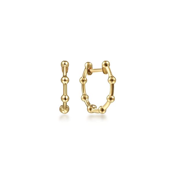 Gabriel & Co 14K Yellow Gold Bujukan Station Huggie Hoop Earrings – Bujukan Collection Bradley's Jewelers Jacksonville, NC