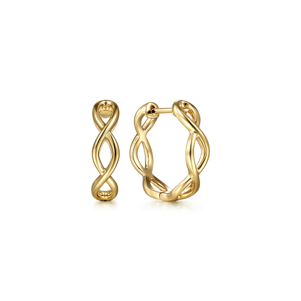 Gabriel & Co 14K Yellow Gold 15mm Twisted Huggie Earrings – Contemporary Collection Bradley's Jewelers Jacksonville, NC
