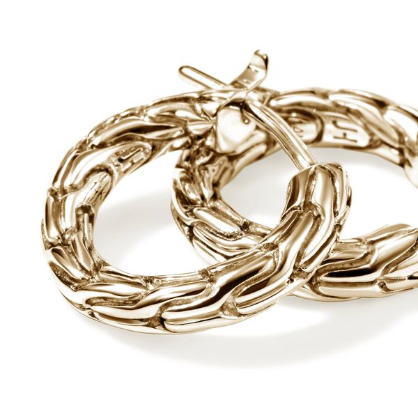 John Hardy Essentials 14K Yellow Gold Hoop Earrings 14mm Image 2 Bradley's Jewelers Jacksonville, NC