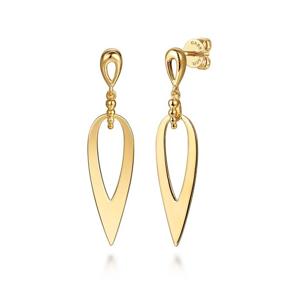 Gabriel & Co 14K Yellow Gold Bujukan Stud Drop Earrings – Contemporary Collection Bradley's Jewelers Jacksonville, NC