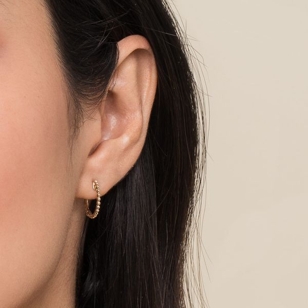 Gabriel & Co 14K Yellow Gold Bujukan Huggie Hoop Earrings Image 3 Bradley's Jewelers Jacksonville, NC