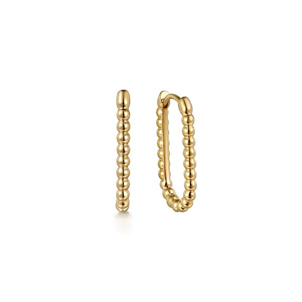 Gabriel & Co Bujukan Elongated Oval Hoop Earrings | 14K Yellow Gold Bradley's Jewelers Jacksonville, NC
