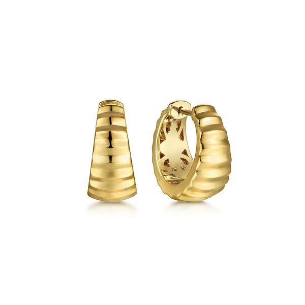 Gabriel & Co 14K Yellow Gold Contemporary Huggie Hoop Earrings Bradley's Jewelers Jacksonville, NC