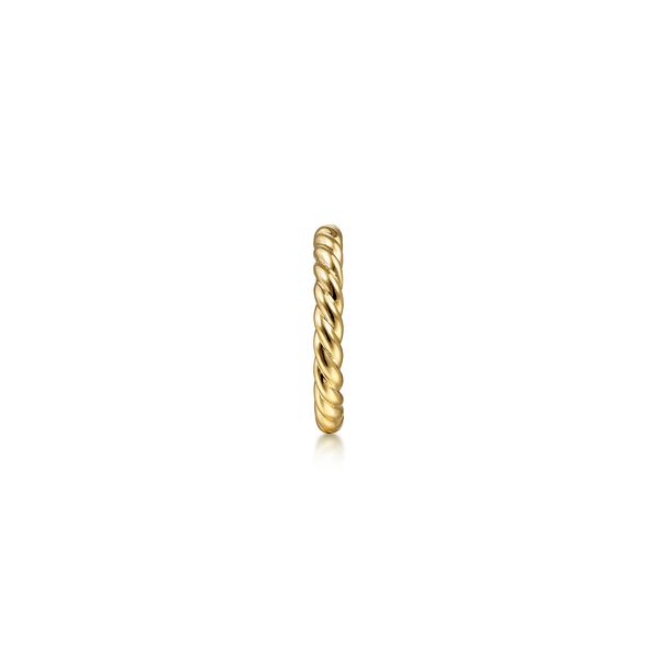 Gabriel & Co. 14K Yellow Gold 13mm Rope Single Cuff Earrings Image 2 Bradley's Jewelers Jacksonville, NC