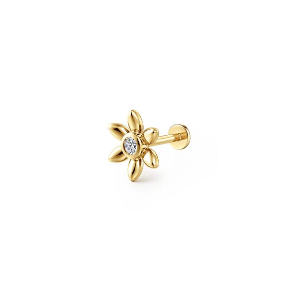 Gabriel & Co. 14K Yellow Gold White Sapphire Flatback Stud Bradley's Jewelers Jacksonville, NC