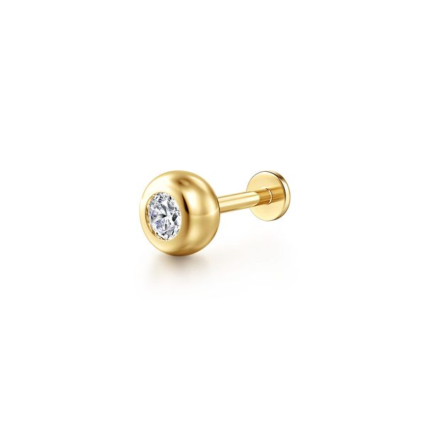 Gabriel & Co. 14K Yellow Gold White Sapphire Flatback Stud Earring Bradley's Jewelers Jacksonville, NC