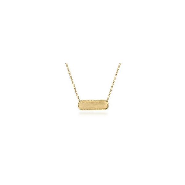 Gabriel & Co 14K Yellow Gold Satin Dog Tag Chain – Hampton Collection – 17.5