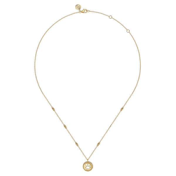 Gabriel & Co 14K Yellow Gold Bujukan Dog Paw Medallion Necklace – 17.5