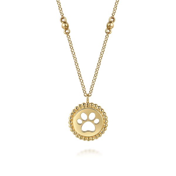 Gabriel & Co 14K Yellow Gold Bujukan Dog Paw Medallion Necklace – 17.5