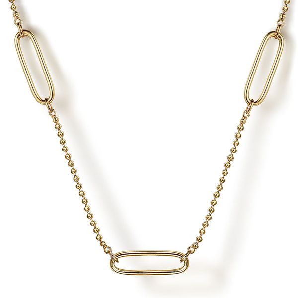 Gabriel & Co 14K Yellow Gold Bujukan Link & Station Necklace – Bujukan Collection Bradley's Jewelers Jacksonville, NC