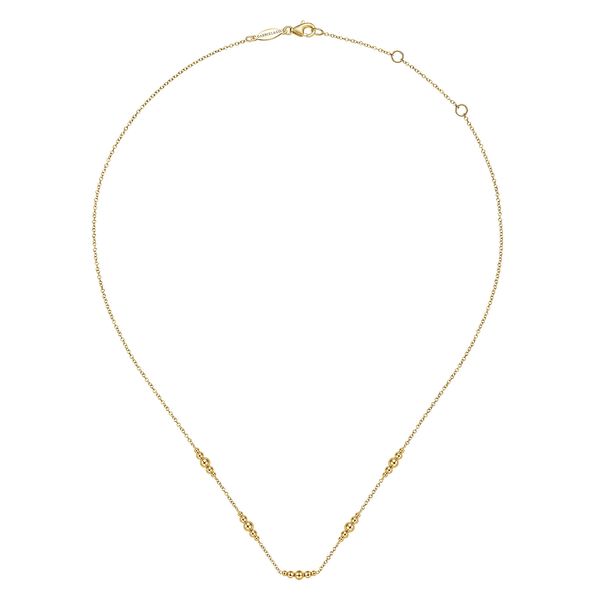 Gabriel & Co 14K Yellow Gold Graduated Bujukan Beads Station Necklace Image 2 Bradley's Jewelers Jacksonville, NC